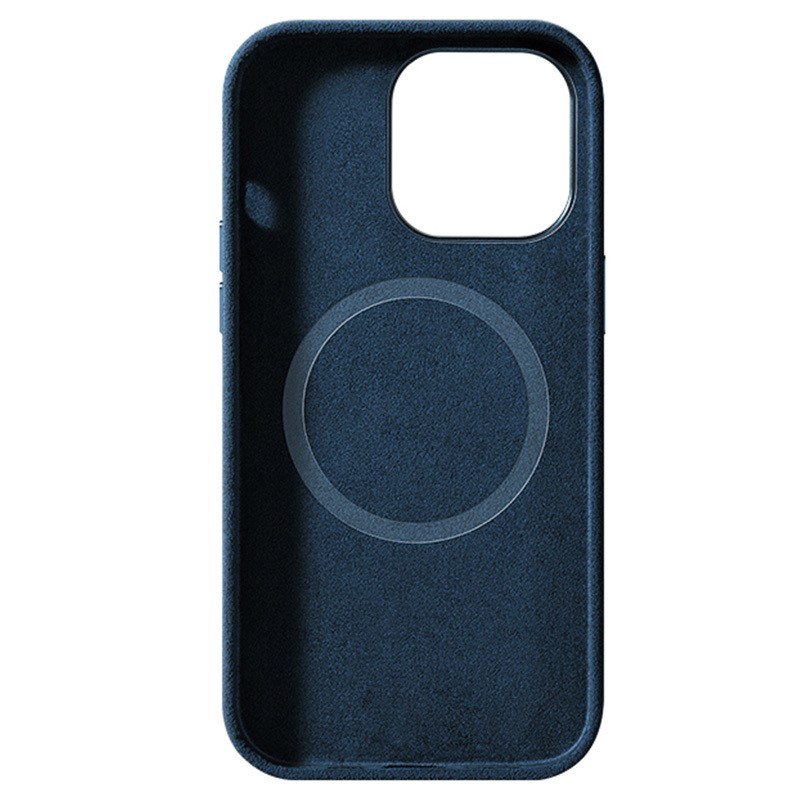 Husa Clasica MagSafe Iphone 15 Pro -Alcantara - Albastru